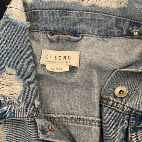 Ripped jean jacket, brand CI SONO, size L, never worn - Picture 3 of 3